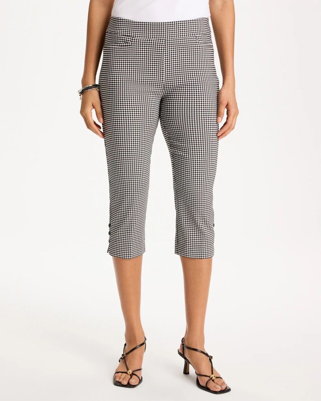 Brigitte Slim Gingham Pull-On Capri Pant - image 1